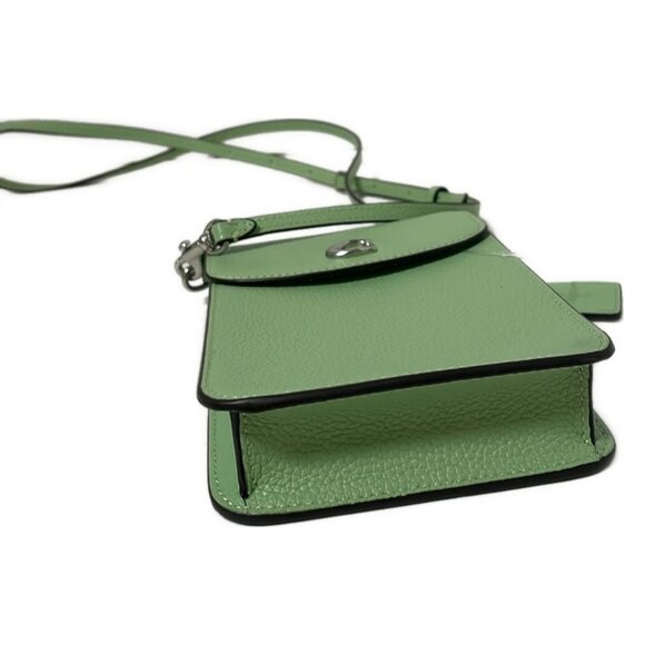 Auth COACH Phone Crossbody CH815 Light Green Leather - Shoulder Bag - Picture 3 of 8